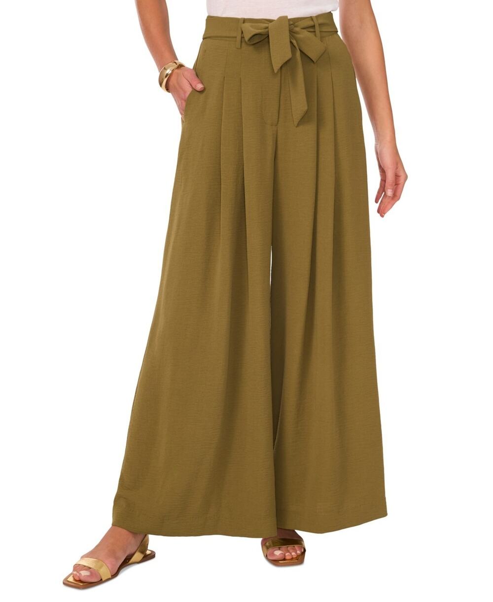 Vince Camuto Women's High-Rise Wide Leg Tie-Belt Pleated Trousers Size 10 4129